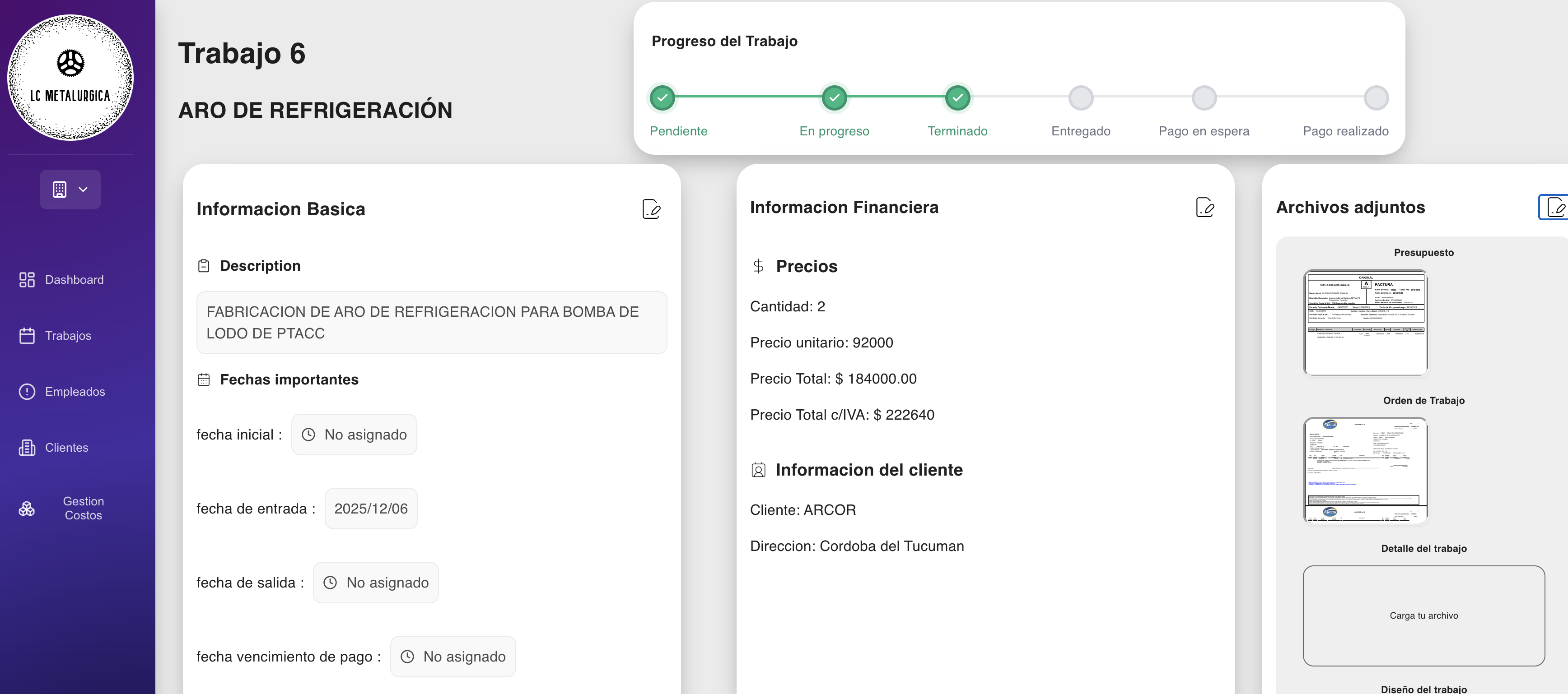 Aplicacion Gestional para empresa Metalurgica